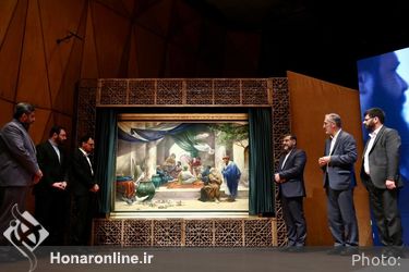 مراسم رونمایی از تابلوی نقاشی مائده اثر حسن روح الامین با حضور وزیر فرهنگ