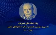 علی نصیریان: جشنواره تئاتر استان‌ها، امکانی است برای ارائه و نمایش خلاقیت‌ها و استعدادهای جوان‌ها