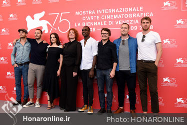 091 (L-R) Michael Sheasby_ Sam Claflin_ Aisling Franciosi_ Jennifer Kent_ Baykali Ganambarr_ Damon Herriman_ Luke Carroll and Harry Weaving attends _The Nightingale_ photocall during the 75th Venice Film Festival