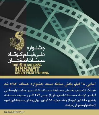اعلام اسامی 18 فیلم بخش مسابقه مستند ششمین جشنواره حسنات

