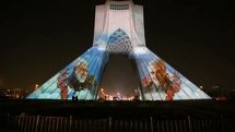 The symbol of Tehran lights up in memorial of resistance martyrs / Azadi tower performs video mapping of  Qassem Soleimani