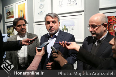 بازدید وزیر ارشاد ، وزیر راه و معاونت هنری از نمایشگاه آثار جشنواره هنرهای تجسمی فجر
