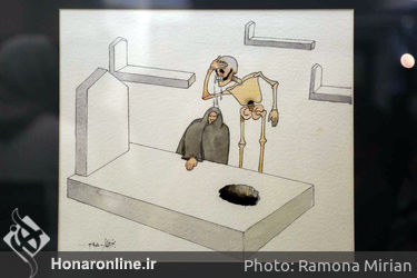 نمایشگاه آبرنگ‌های طنزآمیز بهمن رضایی نامقی در گالری والی