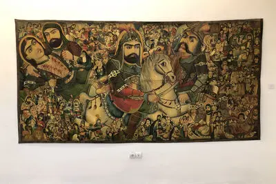 Narration of Ashura uprising in coffee house painting