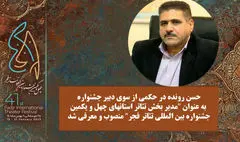 مدیر بخش استان‌های جشنواره‌ تئاتر فجر منصوب شد