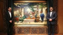 مراسم رونمایی از تابلوی نقاشی مائده اثر حسن روح الامین با حضور وزیر فرهنگ
