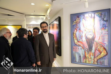 دیدار وزیر فرهنگ و ارشاد اسلامی و چهره ها از نمایشگاه هشتمین حراج تهران