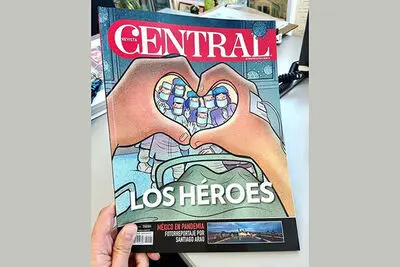 Mexican magazine Central spotlights health workers with cartoon by Alireza Pakdel 