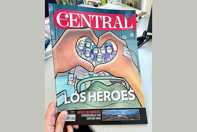 Mexican magazine Central spotlights health workers with cartoon by Alireza Pakdel 