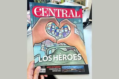 Mexican magazine Central spotlights health workers with cartoon by Alireza Pakdel 