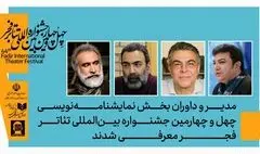 مدیر و هیئت انتخاب بخش نمایشنامه‌نویسی چهل‌وچهارمین جشنواره بین‌المللی تئاتر فجر معرفی شدند