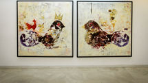 Hamid Hamidi paintings in view at Vali Gallery