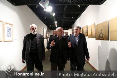 بازدید وزیر ارشاد ، وزیر راه و معاونت هنری از نمایشگاه آثار جشنواره هنرهای تجسمی فجر