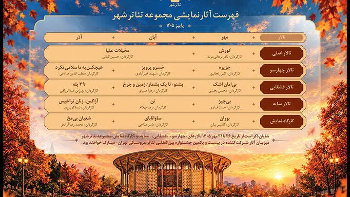 اجراهای پاییزی تئاتر شهر اعلام شد