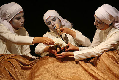 Zahra Sabri displays puppets of her plays at Warsaw Theater Museum