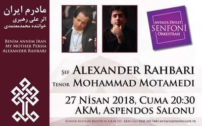 Vocalist Mohammad Motamedi to perform “My Mother Persia” with Antalya orchestra