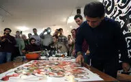 پرفورمنس کالیگرافی مهدی حاجی محمدی فریمانی در گالری ترانه باران