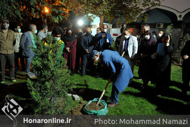 کاشت نهال به یاد استاد زنده‌یاد " سعدی افشار" هنرمند پیشکسوت نمایش‌های سنتی در محوطه پارک شهر