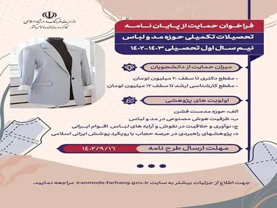 رونمایی از پوستر فراخوان حمایت از پایان‌نامه تحصیلات تکمیلی مد و لباس