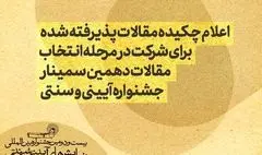 اعلام اسامی چکیده مقالات پذیرفته‌شده در دهمین سمینار جشنواره آیینی و سنتی
