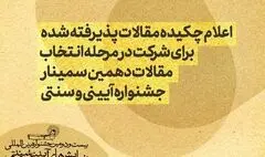 اعلام اسامی چکیده مقالات پذیرفته‌شده در دهمین سمینار جشنواره آیینی و سنتی