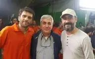 ابراهیم حاتمی‌کیا، هادی حجازی‌فر و بابک حمیدیان در پشت صحنه 