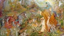 Farshchian painting “Guarantor of Gazelle” depicts kindness to animals in Islam