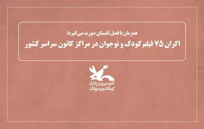 اکران ۷۵ فیلم کودک و نوجوان در مراکز کانون سراسر ایران