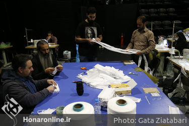 کارگاه خیریه تولید ماسک بنیاد فرهنگی هنری رودکی در تالار حافظ