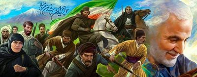 Artist Ruholamin's commemorative painting of Gen.Soleimani on huge Tehran billboard