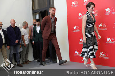 01 Director Damien Chazelle_ actors Ryan Gosling and Claire Foy attend _First Man_ photocall during the 75th Venice Film Festival