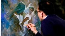 Ruholamin creates new painting on birth of Fatima (SA) in live stream