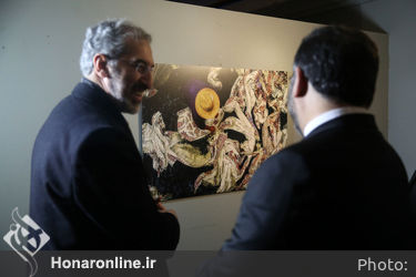 بازدید وزیر فرهنگ از نمایشگاه پانزدهمین جشنواره هنرهای تجسمی