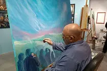 رونمایی از جدیدترین نقاشی عبدالحمید قدیریان برای رهبر شهید در کربلا 